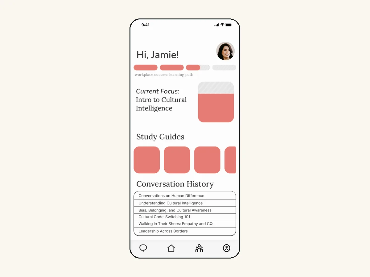 Aug 2025: early app mockup in a coral palette